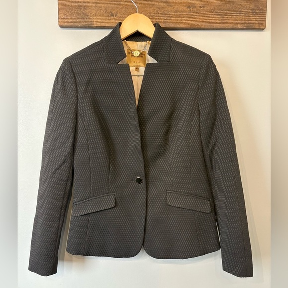 Ted Baker Jackets & Blazers - Ted Baker Black Textured front bottom Blazer size 3